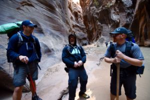 Quick break and Jeff laughing. The Narrows, Zion National Park, Utah